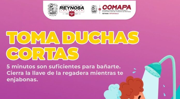 RECOMIENDA COMAPA REDUCIR EL TIEMPO AL BAÑARSE Y CUIDAR EL VITAL LÍQUIDO
