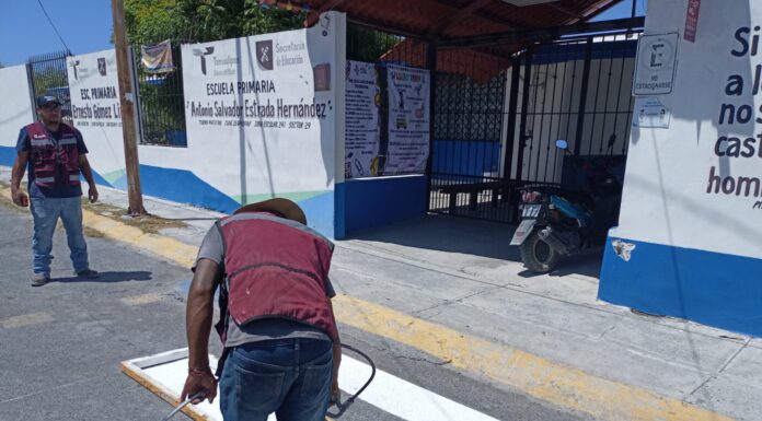 REFUERZAN SEGURIDAD VIAL CON SEÑALIZACIÓN PEATONAL EN ESCUELAS DE REYNOSA