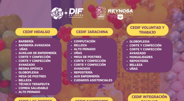 INVITA DIF-REYNOSA A APROVECHAR LA OPORTUNIDAD DE CRECIMIENTO CON TALLERES CEDIF