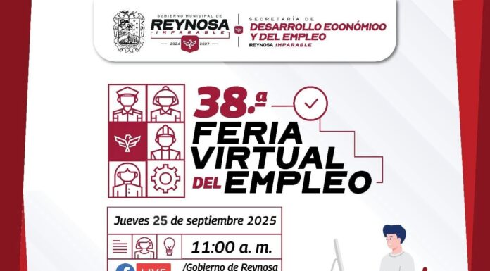 PRESENTA HOY EL GOBIERNO DE REYNOSA OPORTUNIDADES LABORALES MEDIANTE FACEBOOK LIVE