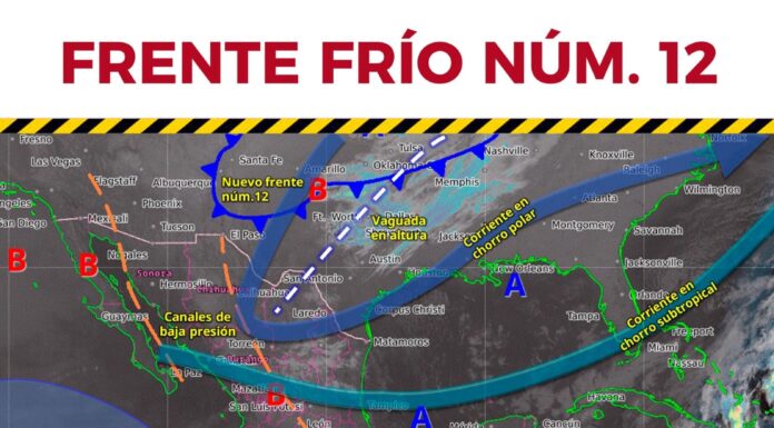 TRAERÁ FRENTE FRÍO 12 LIGERO DESCENSO EN LA TEMPERATURA Y LLUVIA INTERMITENTE A REYNOSA