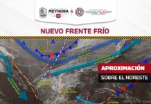 El frente frío que se aproximaba a la frontera norte y noreste del país continuó su desplazamiento, dejando de afectar al territorio nacional.
