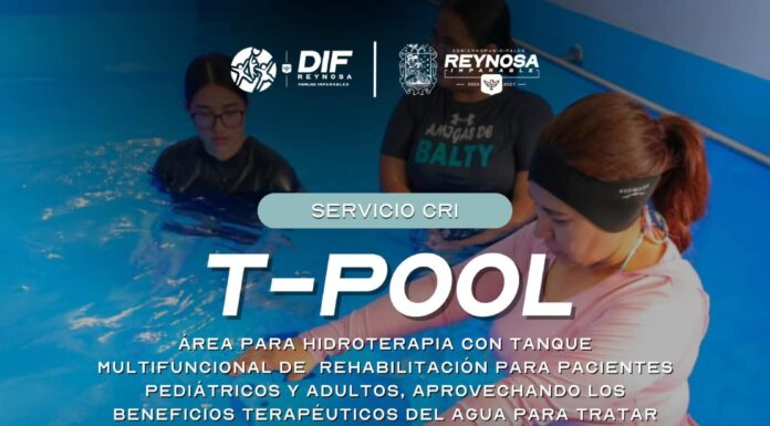 OFRECE DIF-REYNOSA SERVICIOS DE REHABILITACIÓN EN EL ÁREA DE T-POOL EN EL CRI