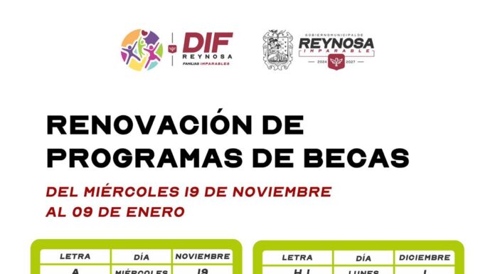 CONTINÚA DIF-REYNOSA PROCESO DE RENOVACIÓN DE BECAS
