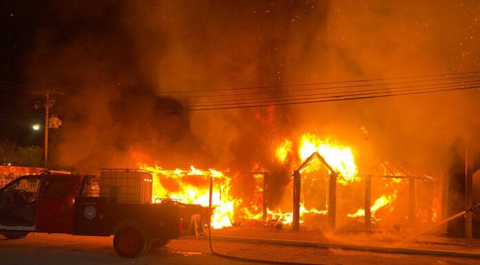 INCENDIO CONSUME PALAPA ABANDONADA EN DÍAZ ORDAZ DURANTE LA MADRUGADA