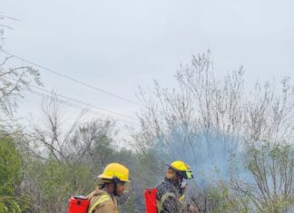 CONTROLAN INCENDIO DE PASTIZAL FRENTE A GASOLINERA EN CAMARGO
