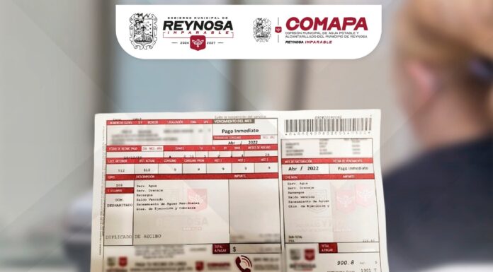FACILITA COMAPA REYNOSA EL PAGO DEL RECIBO EN ESTABLECIMIENTOS COMERCIALES