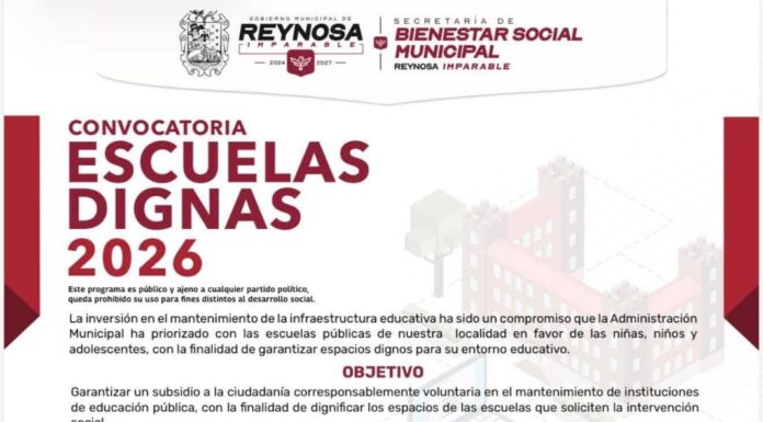 CONVOCA EL ALCALDE CARLOS PEÑA ORTIZ AL PROGRAMA «ESCUELAS DIGNAS 2026»