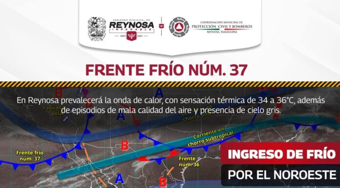 COLOCARÁ FRENTE FRÍO 37 LOS TERMÓMETROS EN MÍNIMAS DE 9° A 16° CENTÍGRADOS