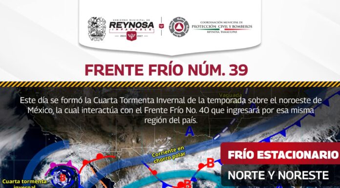 FRENTE FRÍO NÚMERO 40 PODRÍA TRAER LLUVIAS A REYNOSA
