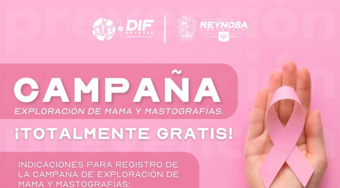 PROMUEVE DIF-REYNOSA DETECCIÓN OPORTUNA DEL CÁNCER DE MAMA TODO EL AÑO
