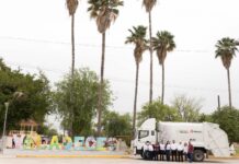 REFUERZAN SERVICIO DE LIMPIEZA EN DÍAZ ORDAZ CON NUEVO CAMIÓN RECOLECTOR