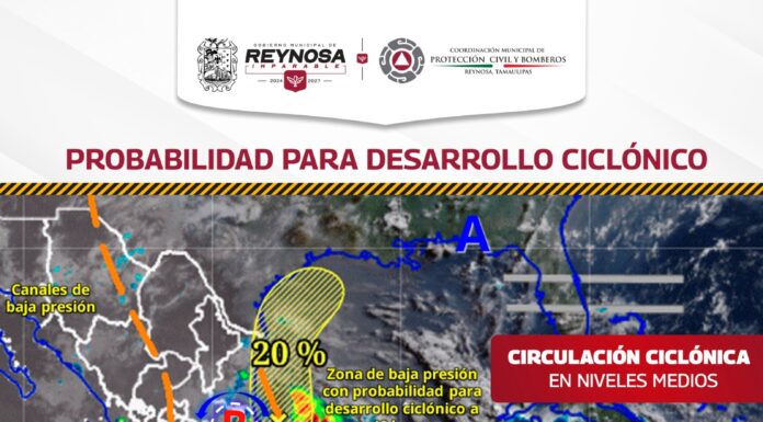 EMITE PROTECCIÓN CIVIL Y BOMBEROS AVISO METEOROLÓGICO PARA REYNOSA