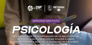 OFRECE DIF-REYNOSA ATENCIÓN PSICOLÓGICA GRATUITA