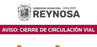 AVISA GOBIERNO DE REYNOSA CIERRE TEMPORAL DE VIALIDAD POR REHABILITACIÓN DE PAVIMENTO EN JARACHINA SUR