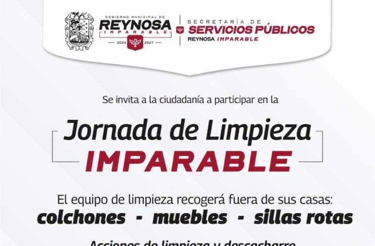 INVITA GOBIERNO DE REYNOSA A JORNADA DE LIMPIEZA IMPARABLE EN BALCONES DE ALCALÁ