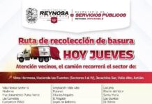 RUTA DE RECOLECCIÓN DE SERVICIOS PÚBLICOS DE REYNOSA ESTE JUEVES