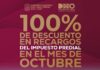 INVITA GOBIERNO MUNICIPAL QUE APROBECHEN EL 100% DE DESCUENTO EN RECARGOS DE PREDIAL