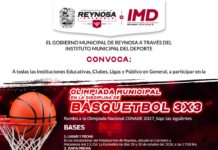 INVITA EL GOBIERNO DE REYNOSA A PARTICIPAR EN LA OLIMPIADA MUNICIPAL DE BÁSQUETBOL 3×3